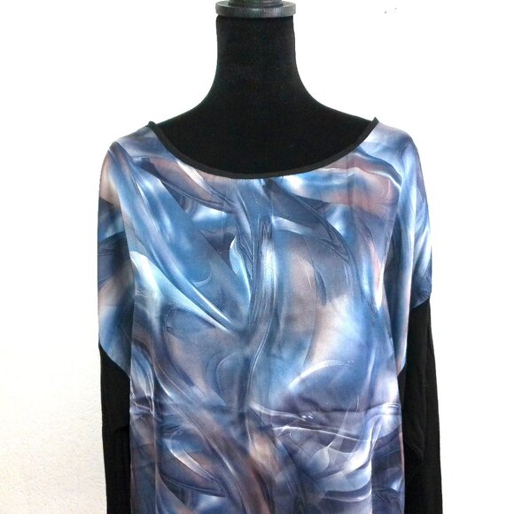 Fate, Multi- color abstract Women's long sleeve blouse, shiny/smooth - Picture 4 of 9